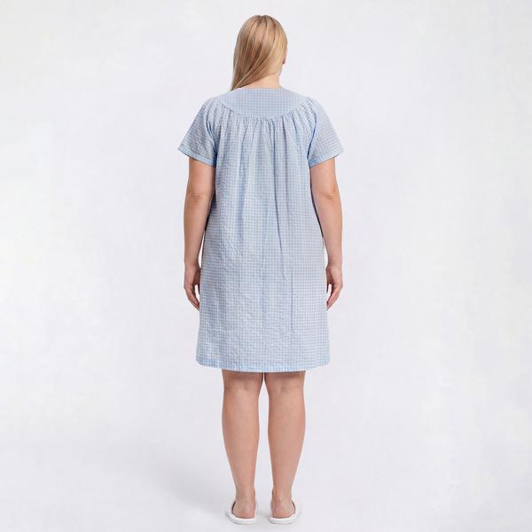 Plus Size Moon to Noon Short Sleeve Tiny Gingham Duster alternate view